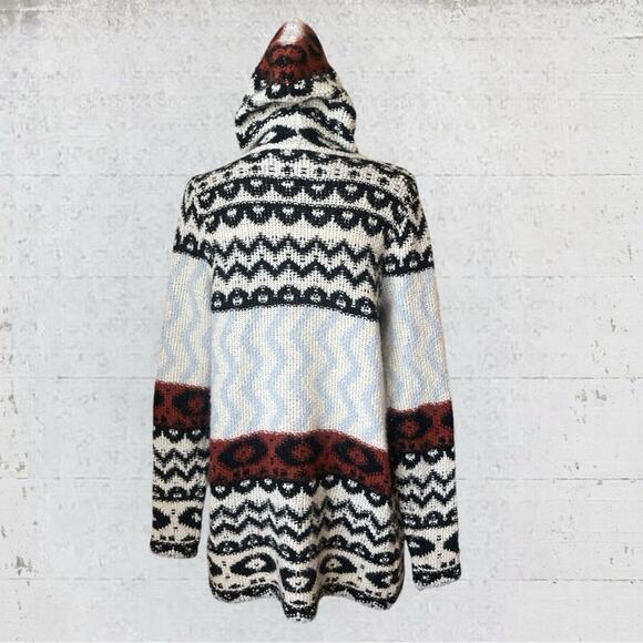 Abercrombie & Fitch Women's Aztec Alpaca Wool Blend Long Hooded Cardigan Size S - Picture 8 of 14